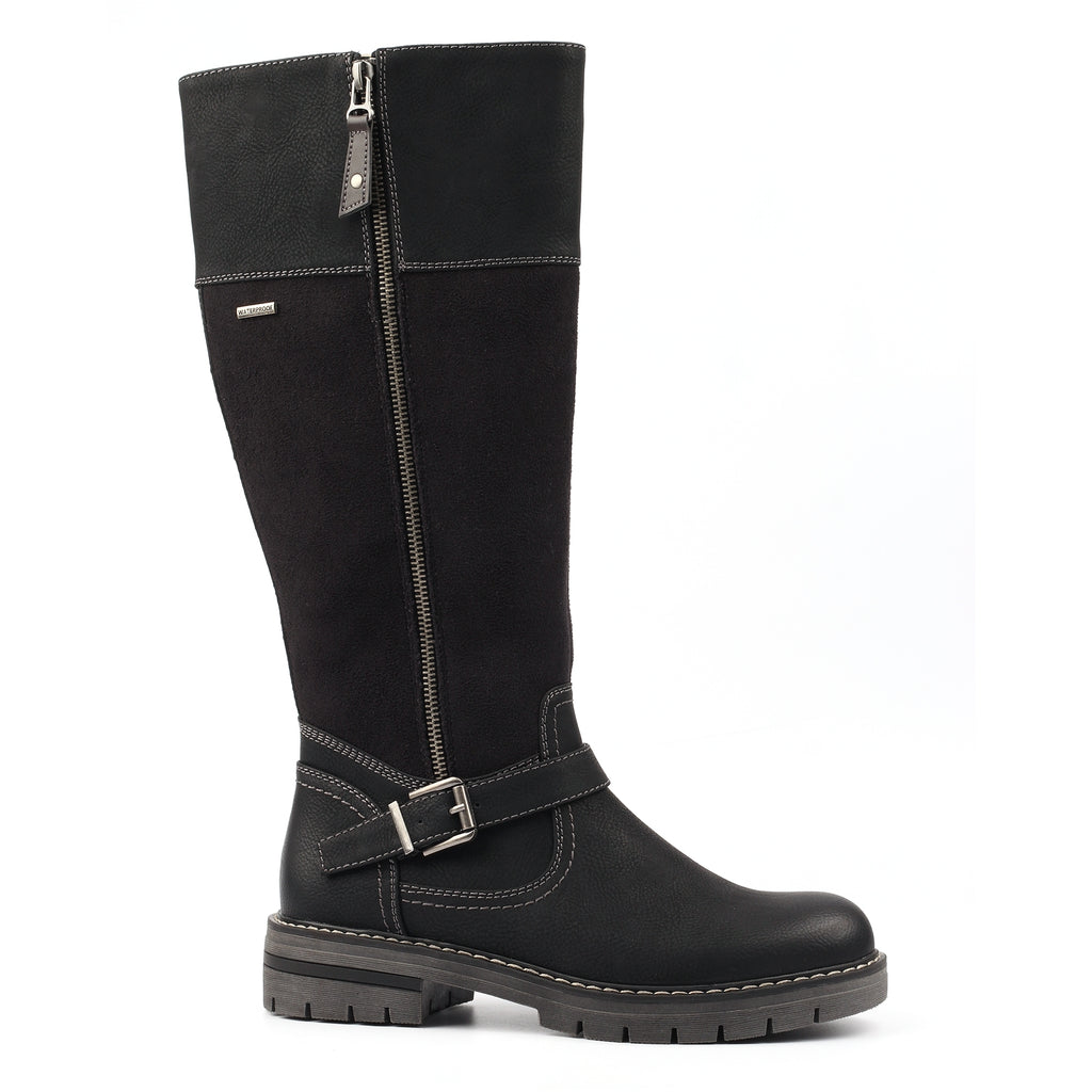 Joy Black Waterproof Expanding Calf Long Boot