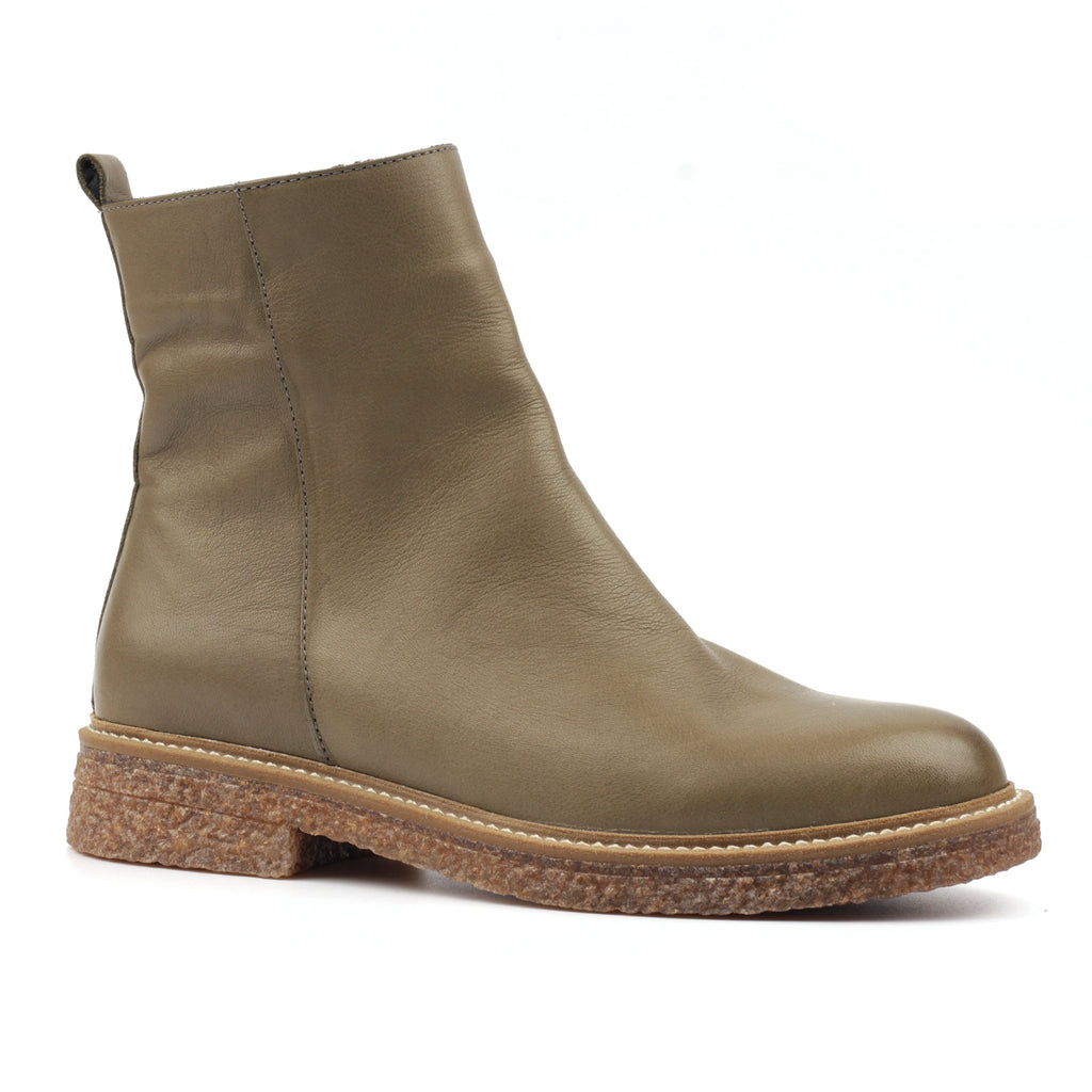 Mars Green Leather Ankle Boot