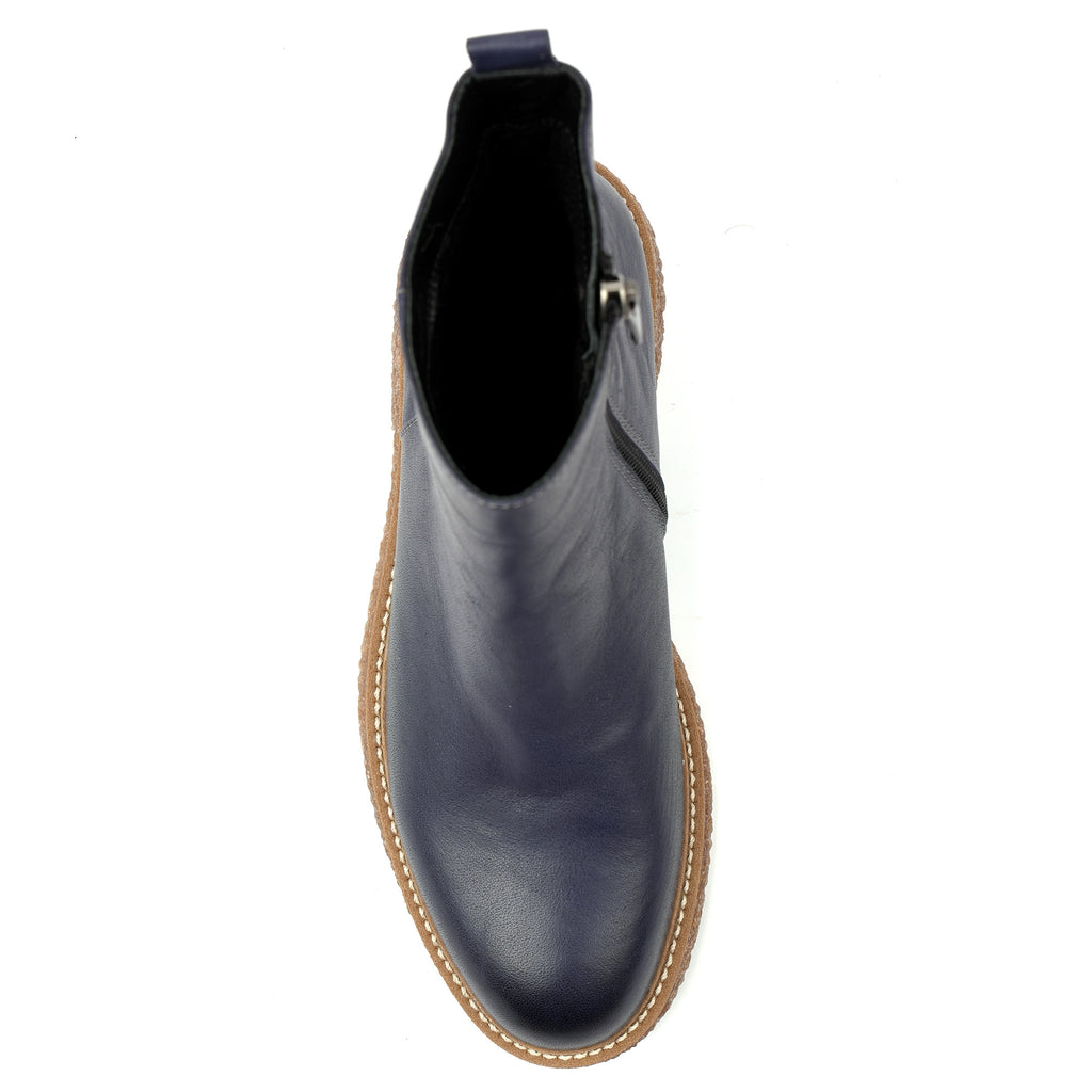 Mars Blue Leather Ankle Boot