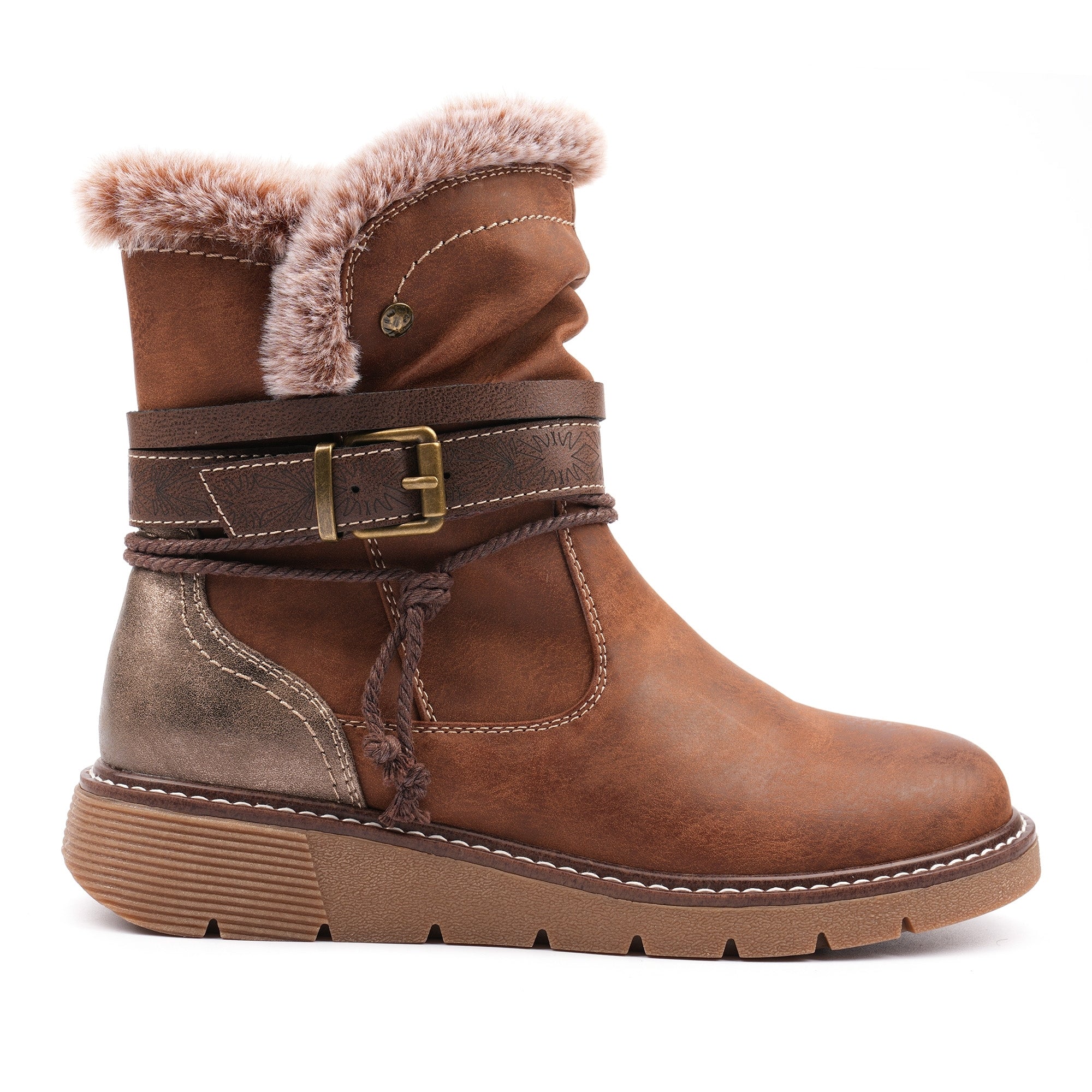 Ellie Tan Waterproof Wide Fit Ankle Boot