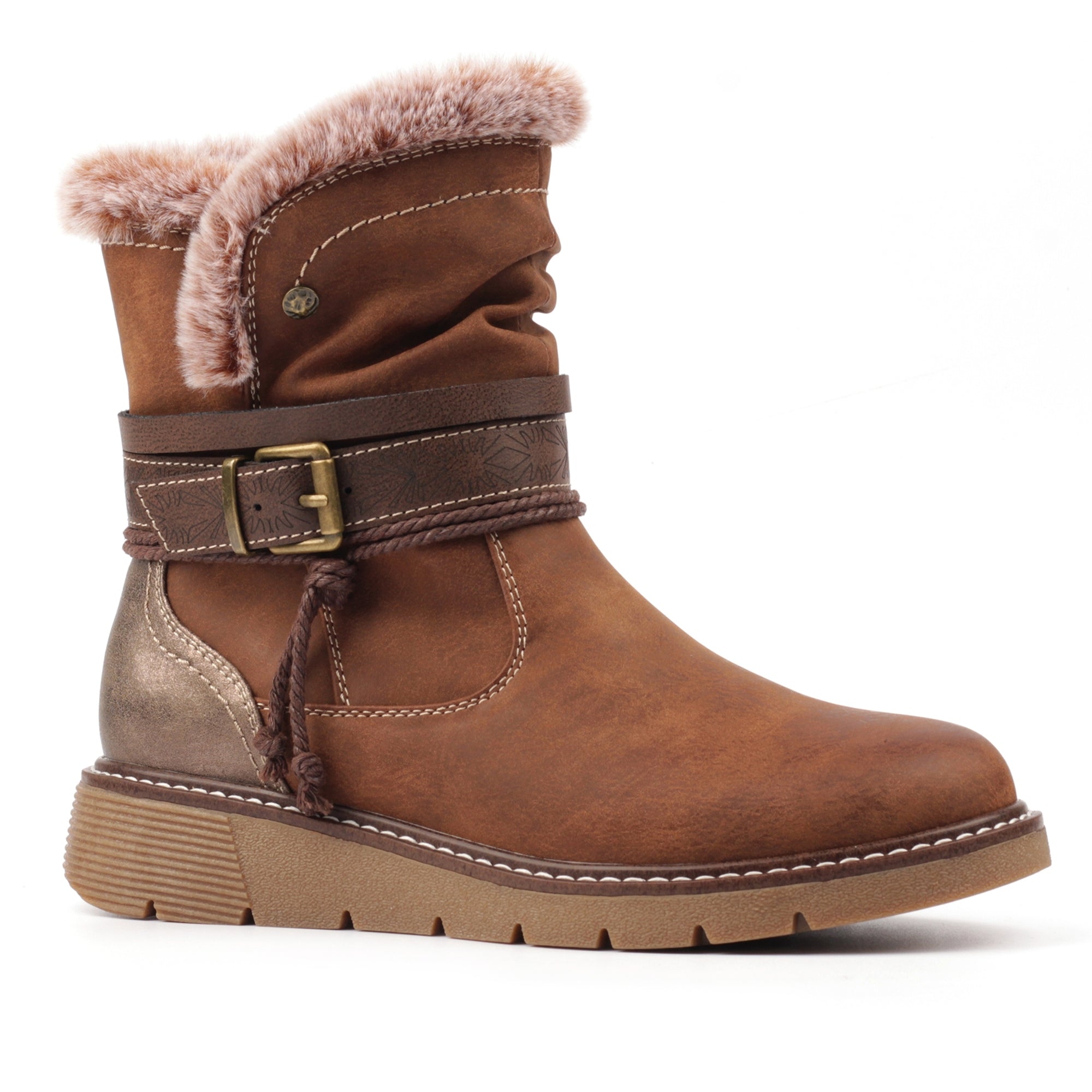 Ellie Tan Waterproof Wide Fit Ankle Boot
