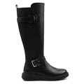 Devon Black Full Elastic Wide Fit Long Boot
