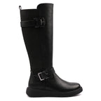 Devon Black Full Elastic Wide Fit Long Boot