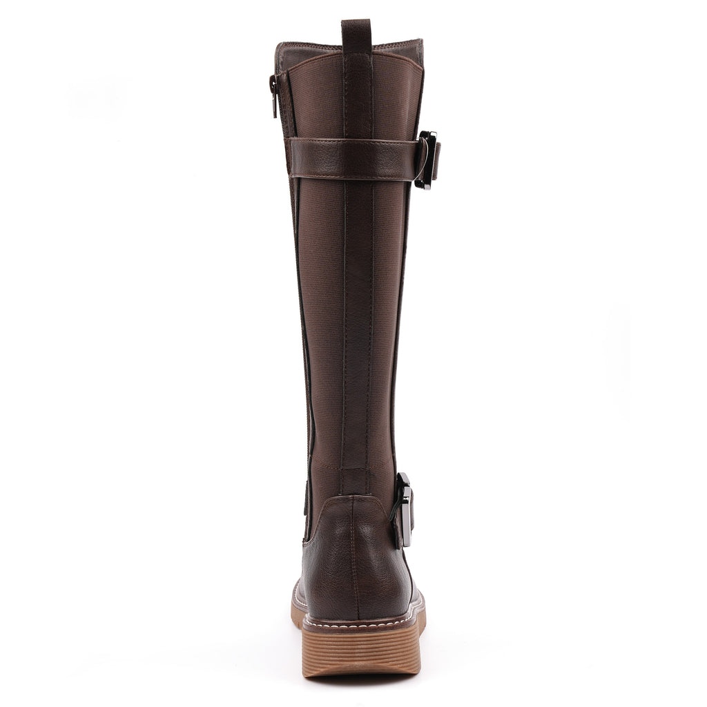 Devon Brown Full Elastic Wide Fit Long Boot