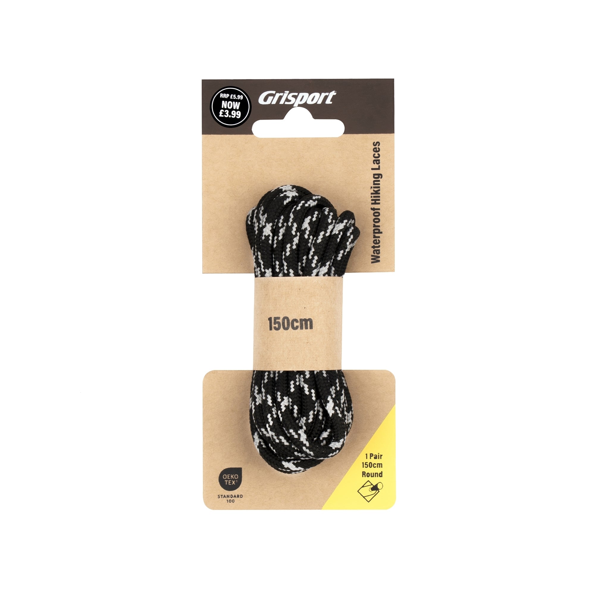 150cm Round Black/Grey Single Lace