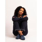 Flora Navy Slipper
