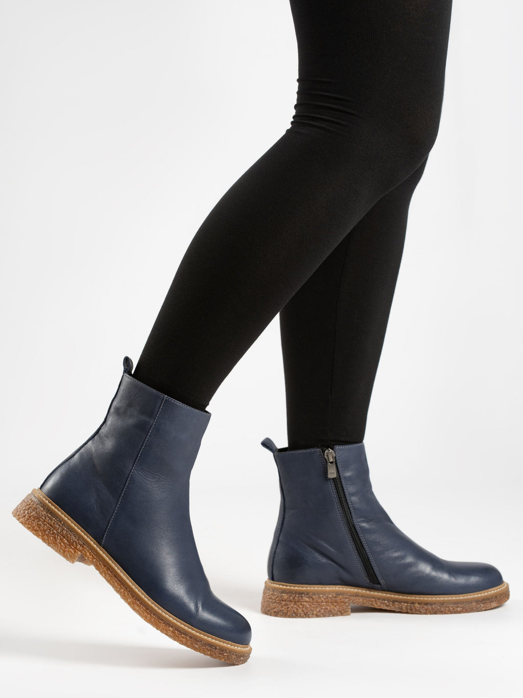 Mars Blue Leather Ankle Boot