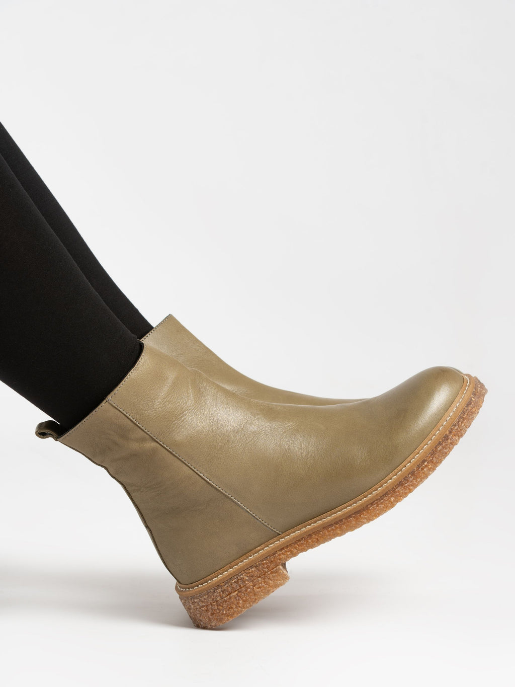 Mars Green Leather Ankle Boot