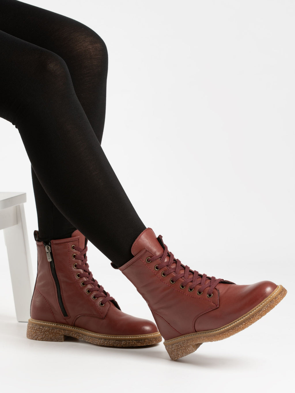 Venus Burgundy Leather Ankle Boot