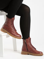 Venus Burgundy Leather Ankle Boot