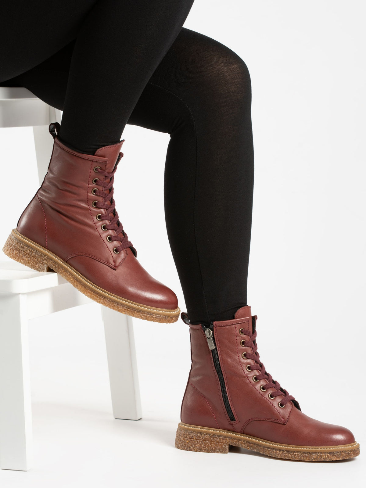 Venus Burgundy Leather Ankle Boot
