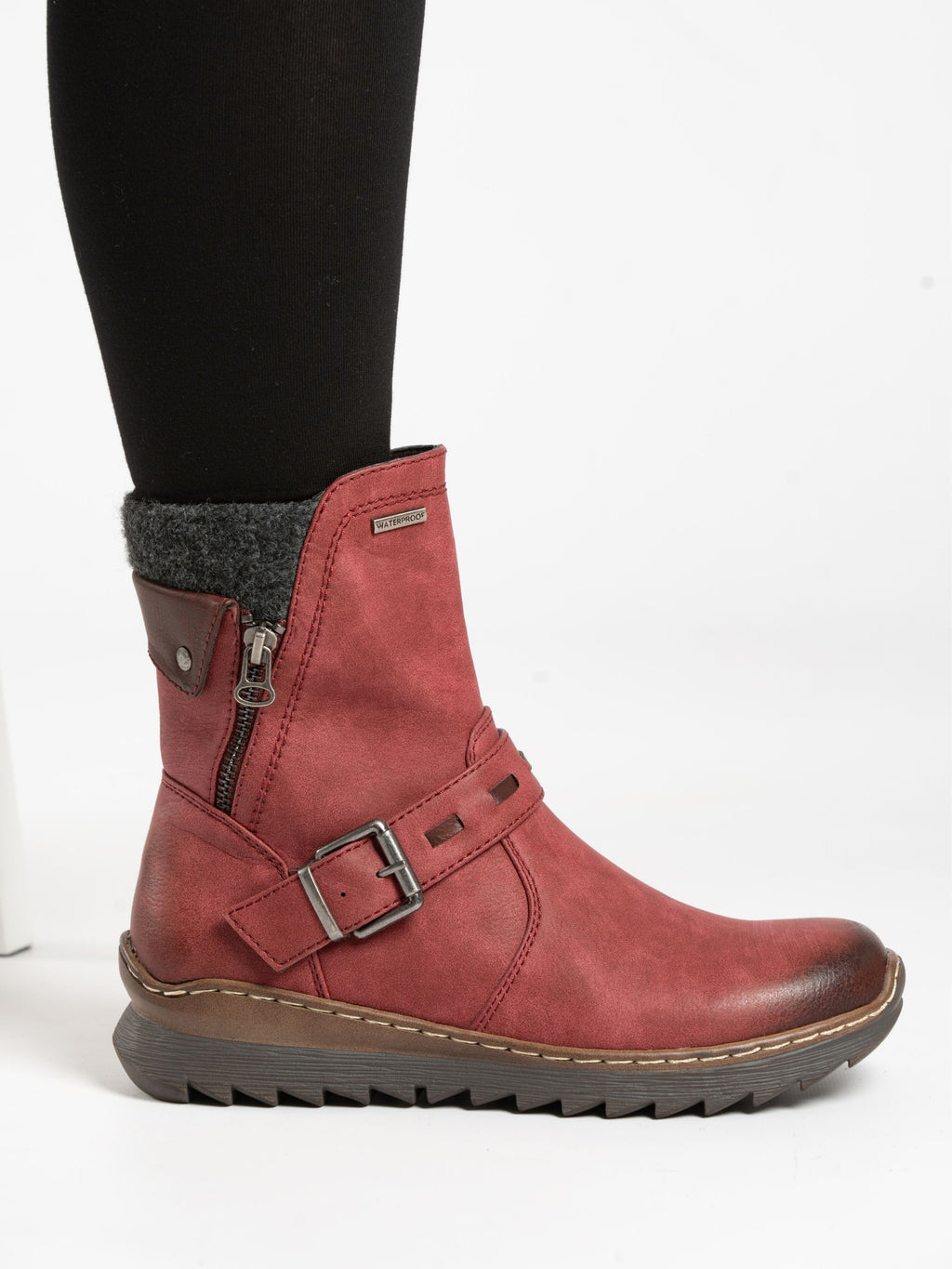 Haley Burgundy Waterproof Ankle Boot
