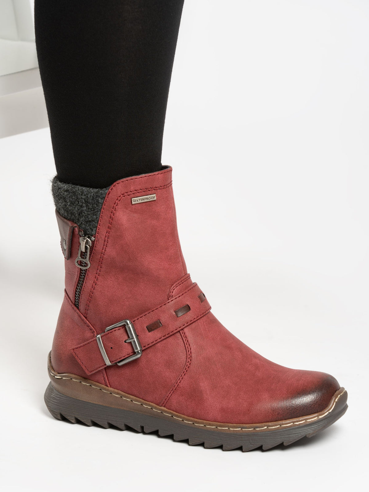 Haley Burgundy Waterproof Ankle Boot