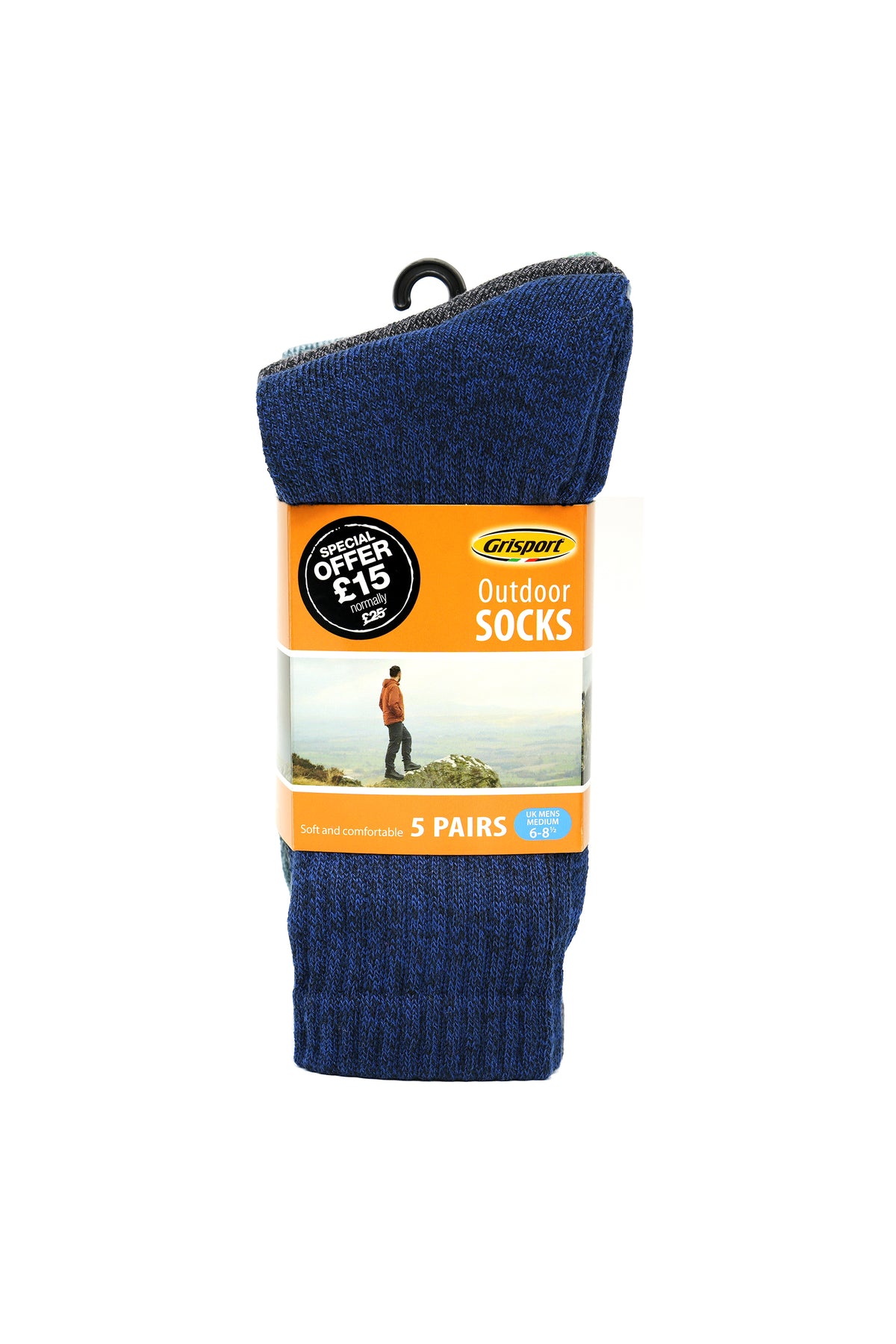 Mens Medium Outdoor Socks 5 Pair Pack UK 6-8.5